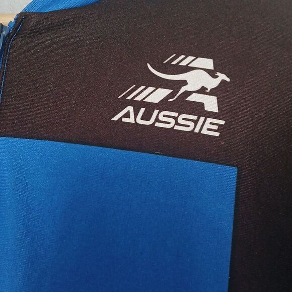Vintage Aussie EDS TEAM Cycling Jersey with Blue Accents Full Zip Long Sleeves - Picture 2 of 11